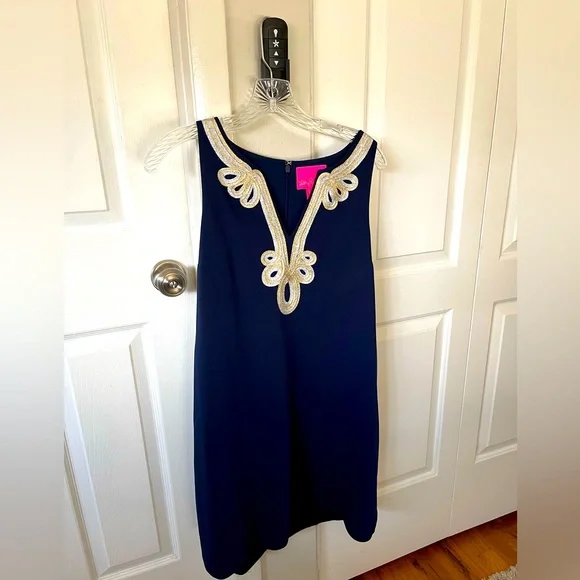 Lilly Pulitzer | Dresses | Lilly Pulitzer Swing Dress Navy With Silver And  Gold Embellishment Size 0 | Poshmark